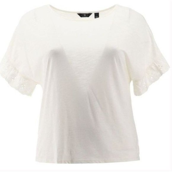 G Giuliana Eyelet Trim Top 736-023 Ivory XS - Picture 1 of 5